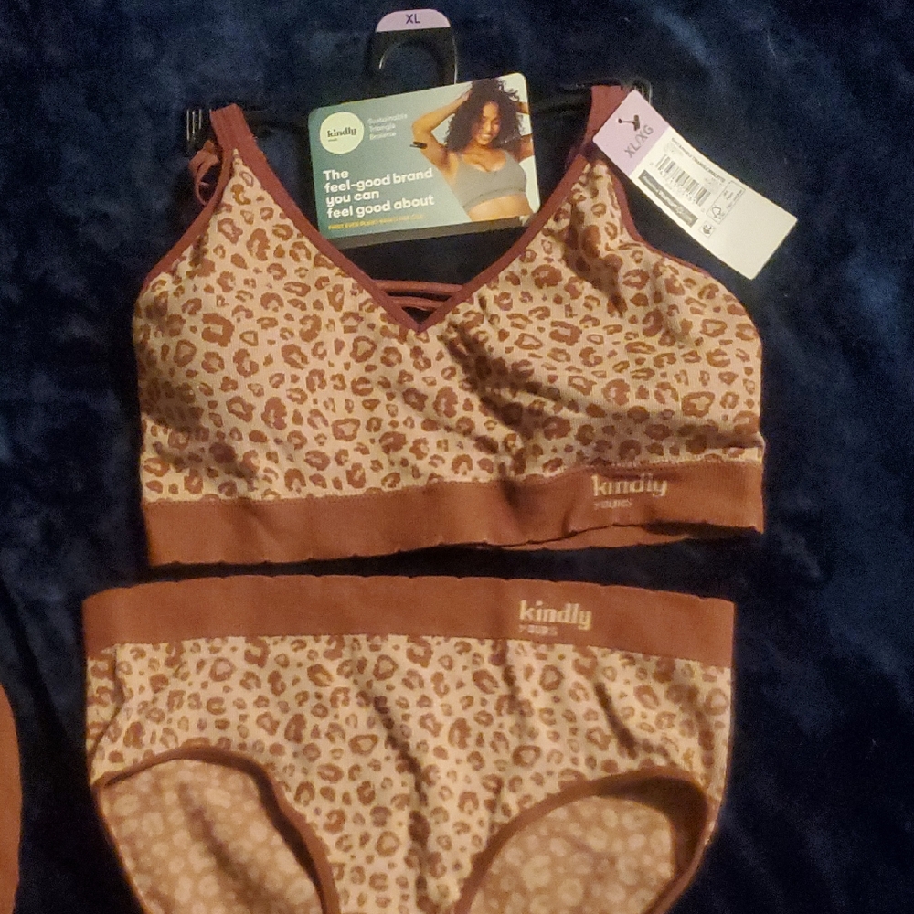 Kindly Leopard Print Bralette and Panty Set - Brown